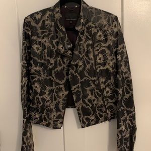 Banana Republic cropped leather jacket with embroidery